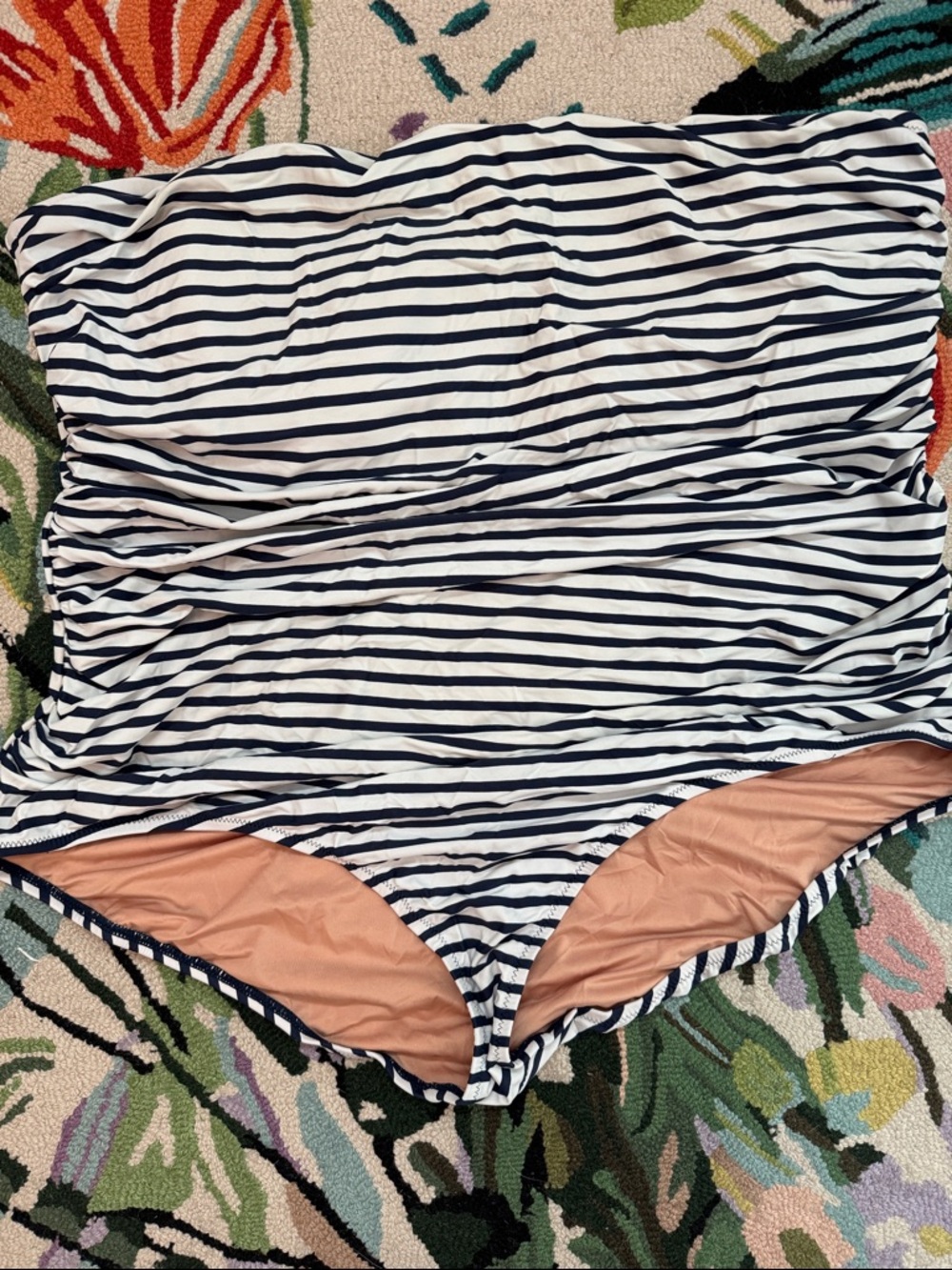 J. Crew Navy and White Stripe One-Piece Swimsuit